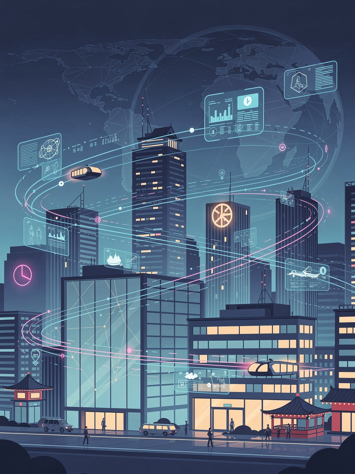 Futuristic enterprise city illustration