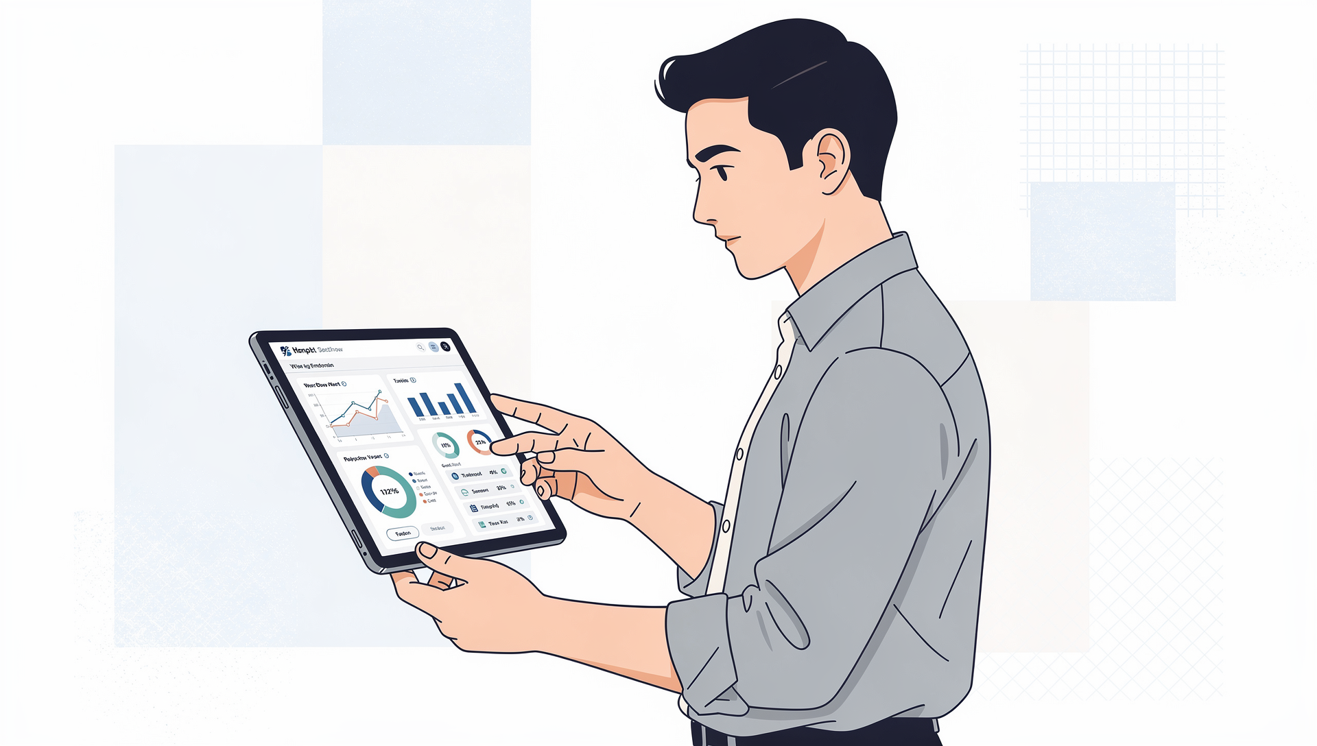 Industry-tailored digital workflow dashboard on tablet