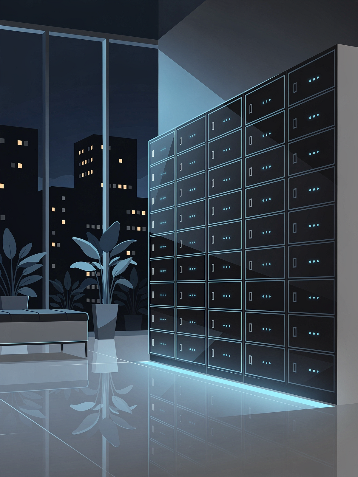 Smart locker system illustration